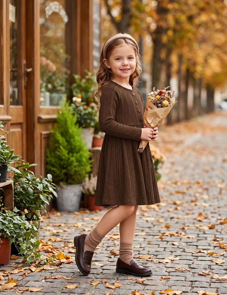 Toddler Girls Sweater Long Sleeve Knit Fall Winter Dresses