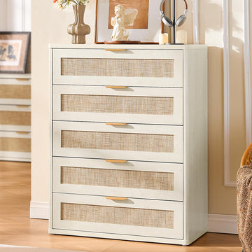 41" Dresser, Tall Rattan Chest of Drawers