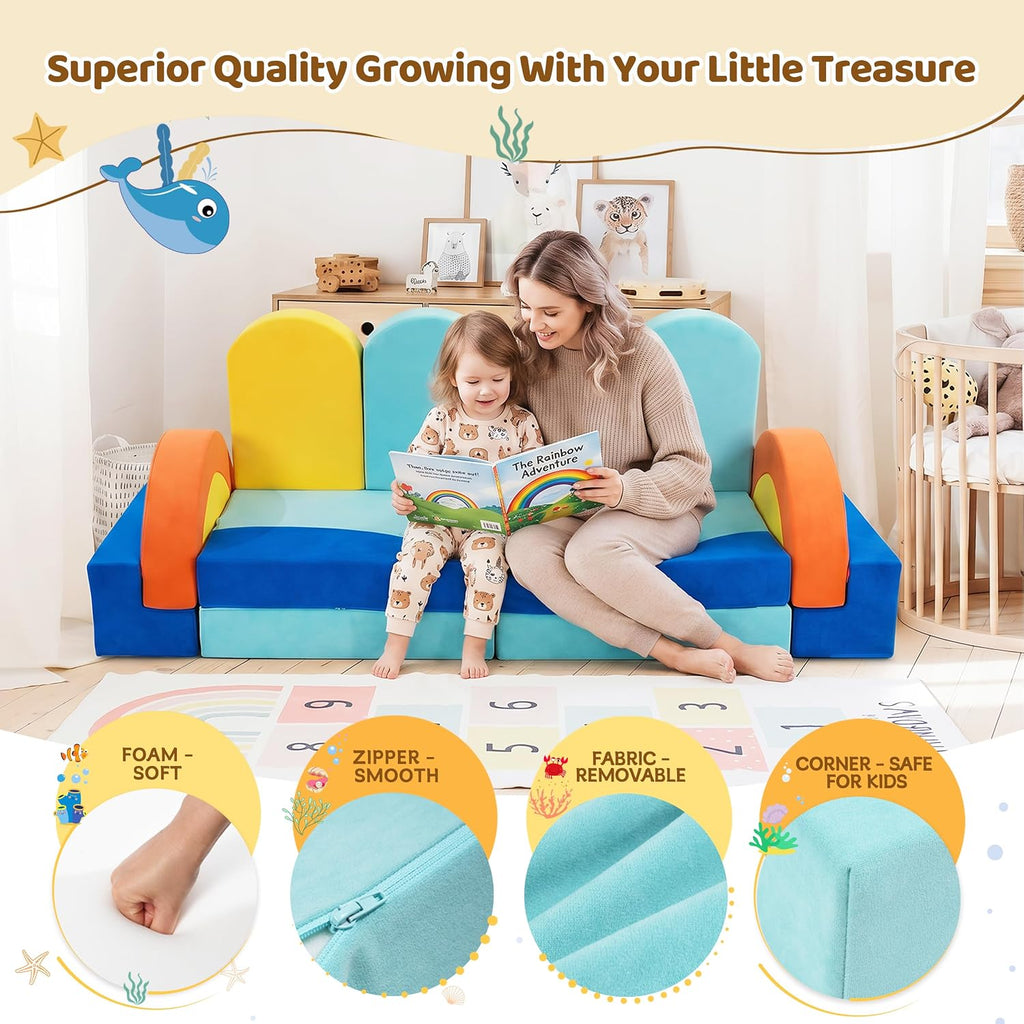 Piece Modular Kids Play Couch, Convertible Toddler Playroom Sofa