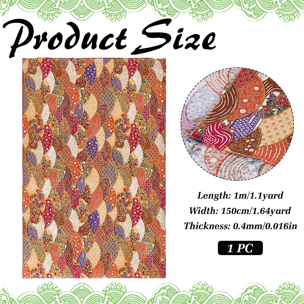 1.1 Yards Fan-Shaped Japanese Style Cotton Fabric 59.1 inch Chocolate Fish Scales Fabric Floral Patchwork Wrapping