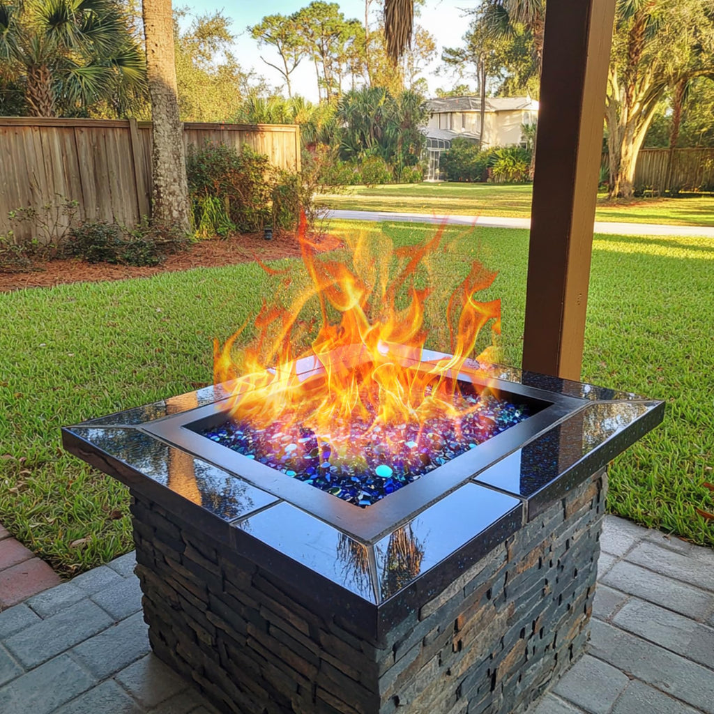 10 Pounds Fire Pit Glass, 1/2 Inch Reflective Fire Glass Beads