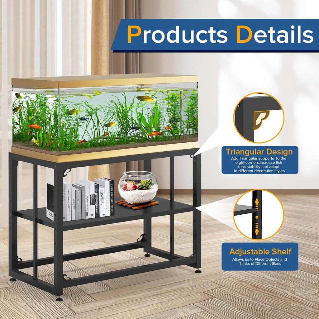 Fish Tank Stand 40 Gallon, Metal Aquarium Stand 36.5" L x 18.5" W*29.5"H, Double-Layer Storage Design, Suitable Use