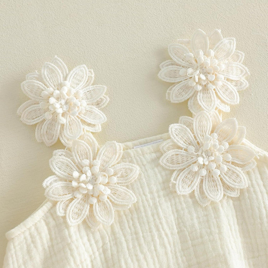 Toddler Baby Girl Clothes Decorative Flower Sleeveless Ruffle Top and Cute Shorts 2 Pcs Set Infant Casual Outfit