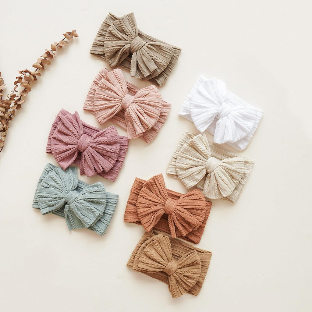 8 Pack Baby Bows Headbands for Girls, Nylon Headbands