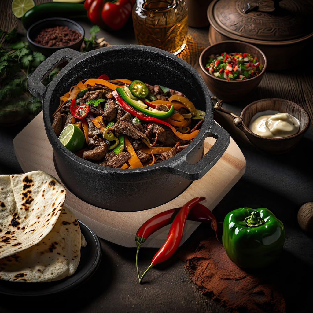 2 Sets 8 oz Dutch Oven Pot with Lid, Mini Cast Iron Pot