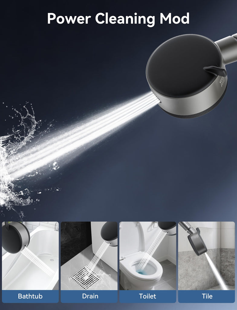 Filtered Shower Head, Gunmetal Black Silicone Panel, 6 Spray Modes