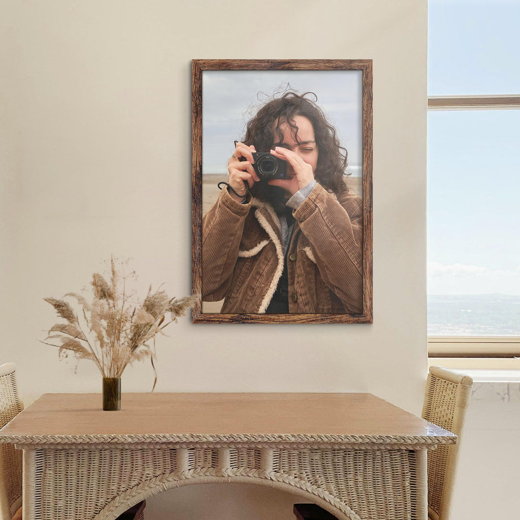24x36 Poster Frame Brown, with Plexiglass and Wall Mounting, 1 Pack