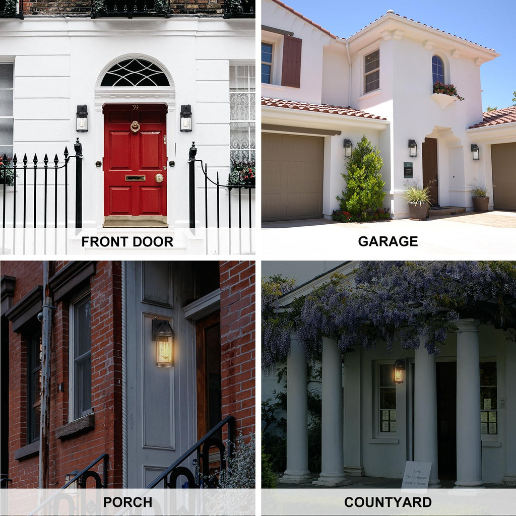 Dusk Dawn Sensor Outdoor Wall Sconce Black Exterior Porch Lantern