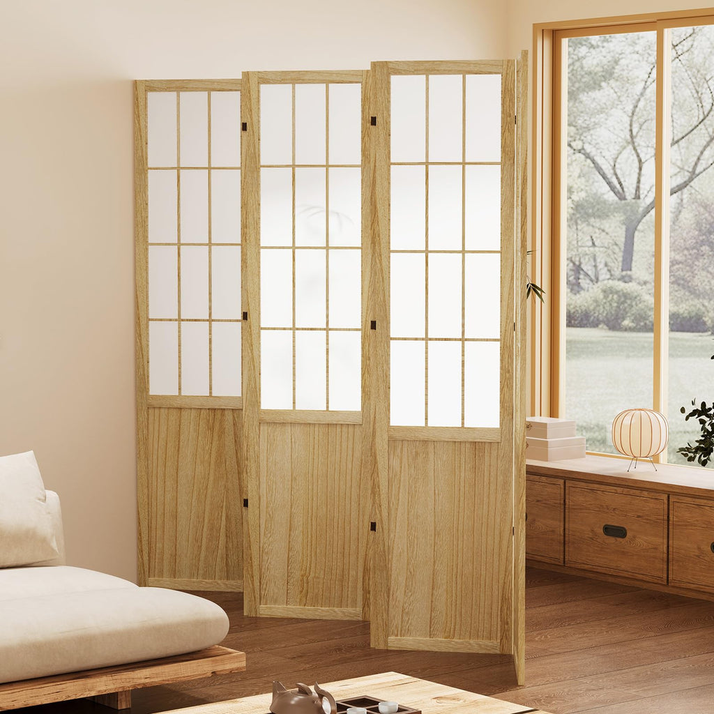 5.6FT Room Divider and Folding Portable Partition Screen, Chinese Japanese Shoji Style for Room Separation - 6 Panel