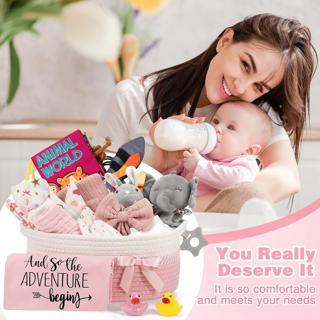 22 Pcs Baby Girl Gift Basket, Baby Shower Gifts Essentials Stuff