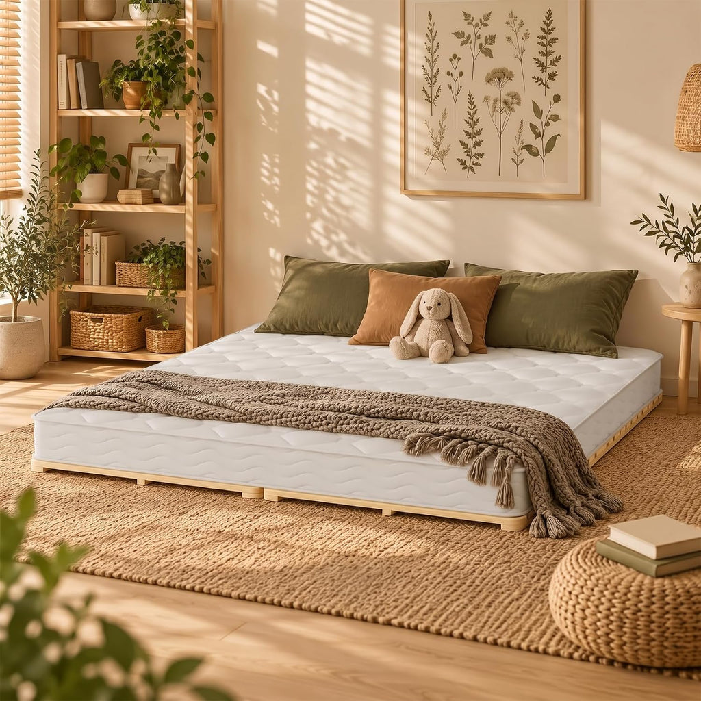 Foldable Floor Bed Frame, Solid Wood Tatami Bed Frame
