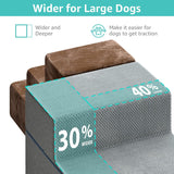 Large Dog Stairs for High Beds - Extra Wide Pet Steps for Large Dogs to Get on Tall Bed 3 Deep Step Cat Ramp for Couch