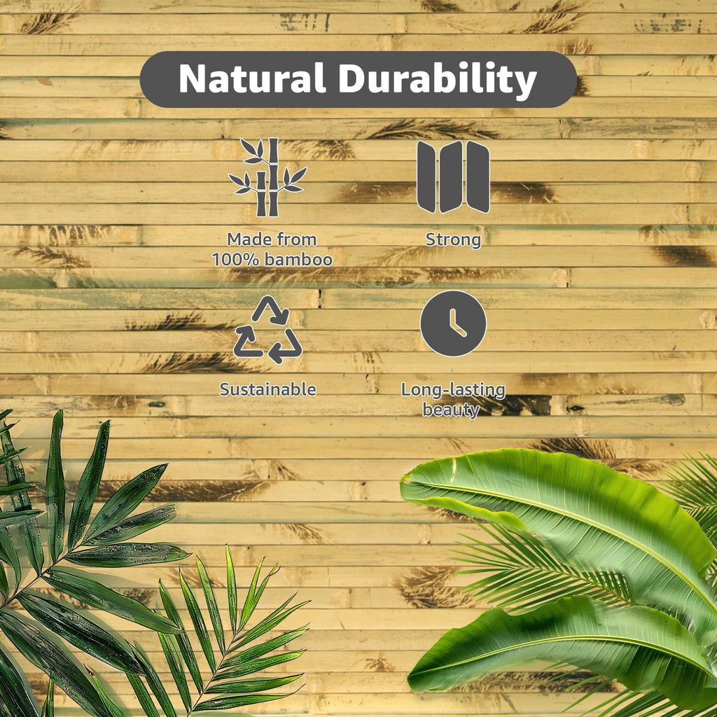 12 x 96 in Pole Wrap Natural Bamboo Wall Panel, 2-Pack, Light Burned