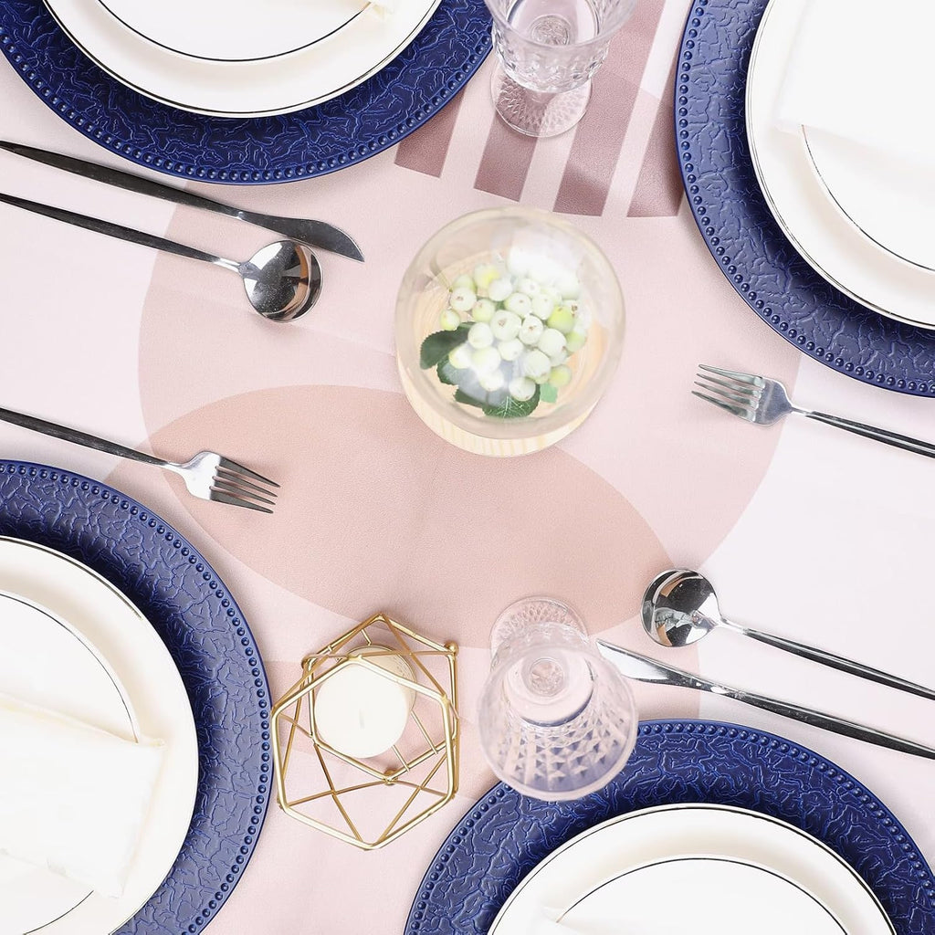 Navy Blue Charger Plates with Beaded Rims, Set of 6 Plastic Wedding Bulk Plate Charges for Dinner Plates, Table