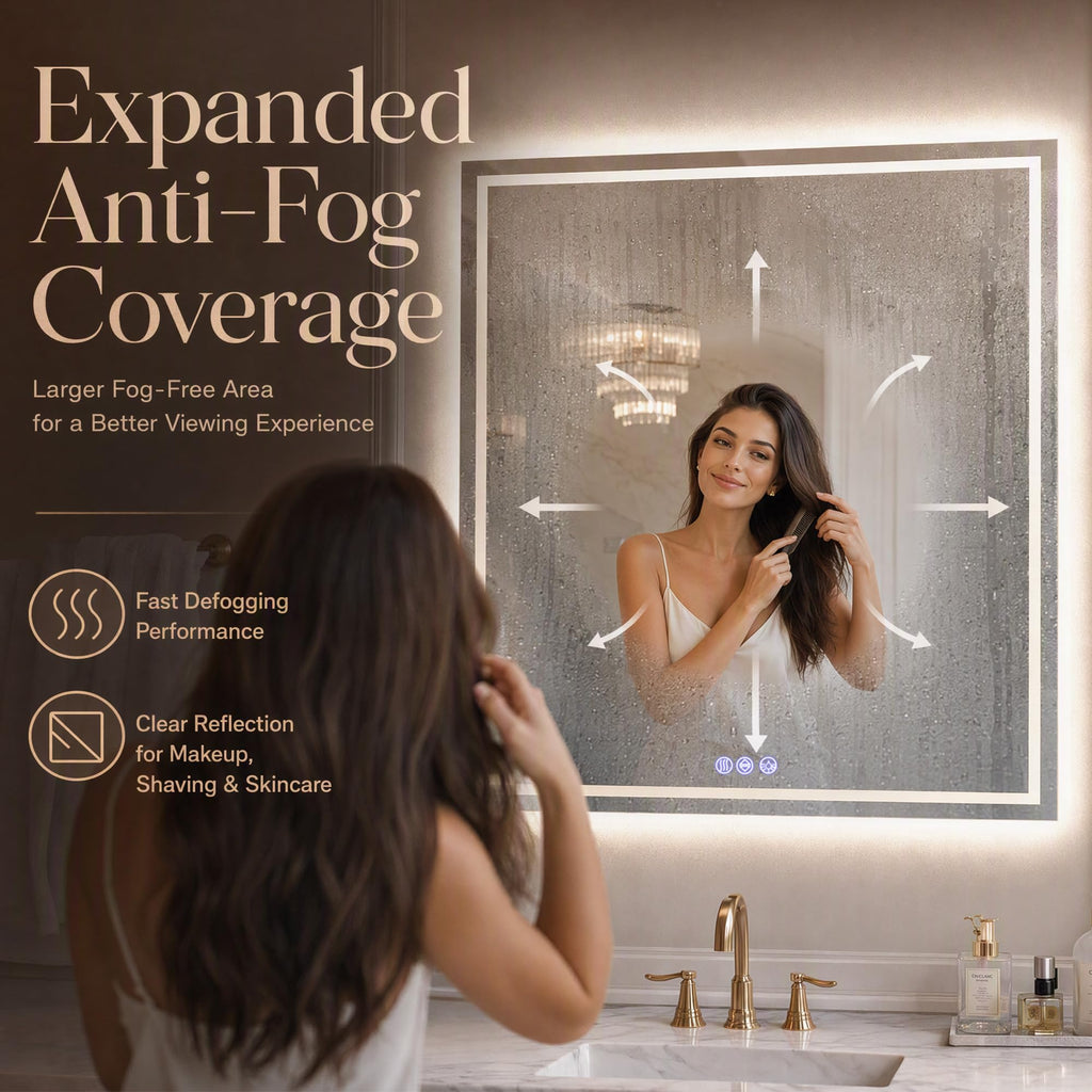 LED Bathroom Mirror 32 x 48 Inch - 3 Color Adjustable Modes