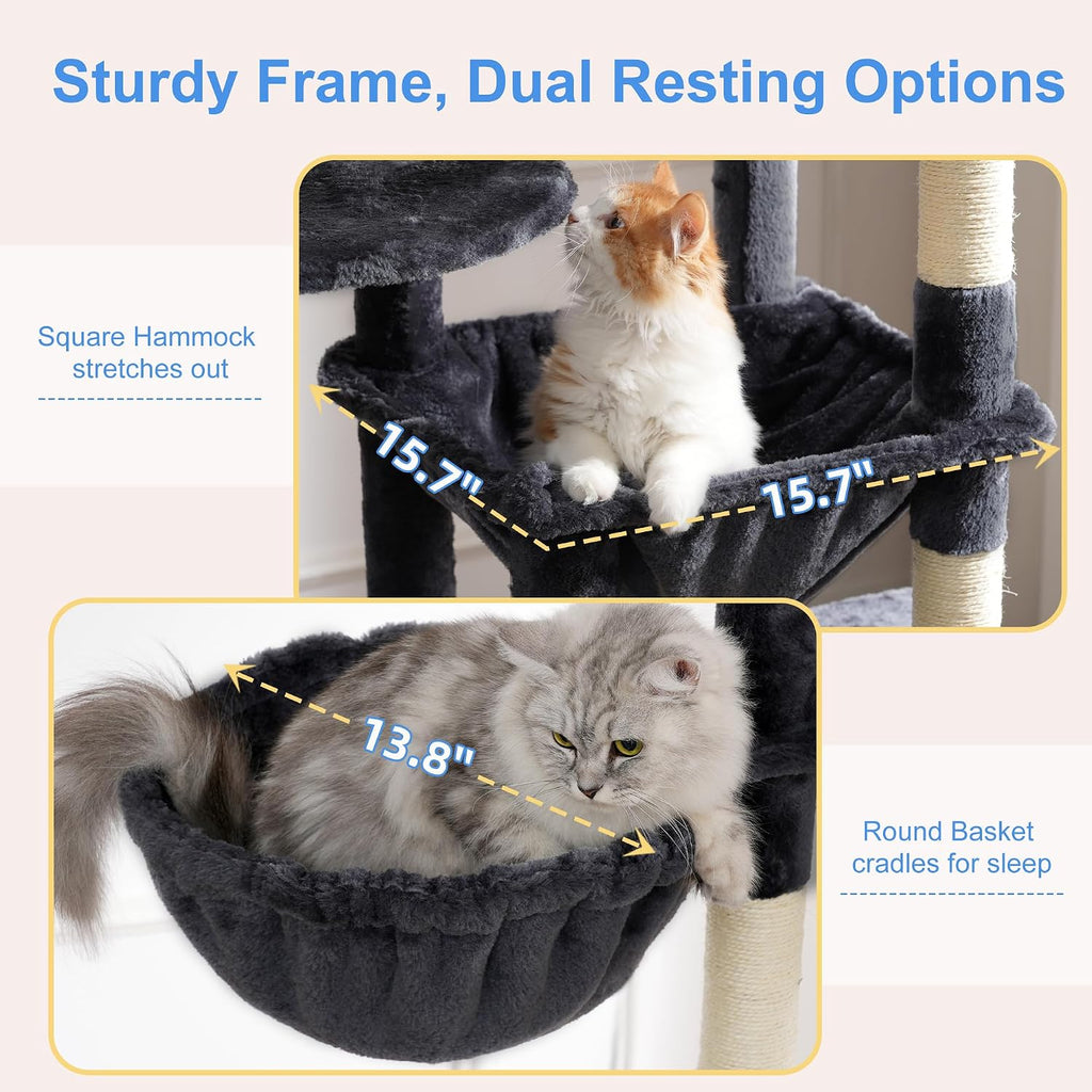 Cat Tree, 76-Inch Tall Heavy Duty Cat Tower for Big Cats