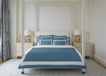 Two Tone Duvet Cover Set, 132x120, White & Steel Blue