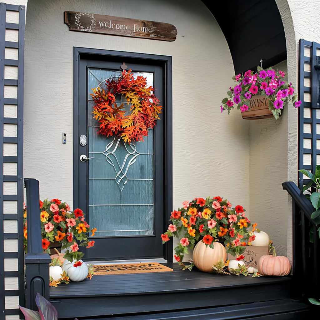 Artificial Petunia Flowers Fake Plants for Outdoor Fall Decor