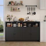 Buffet Sideboard Cabinet with Storage, 55" Large Farmhouse Kitchen Storage Cabinet with 4 Doors & Adjustable Shelves