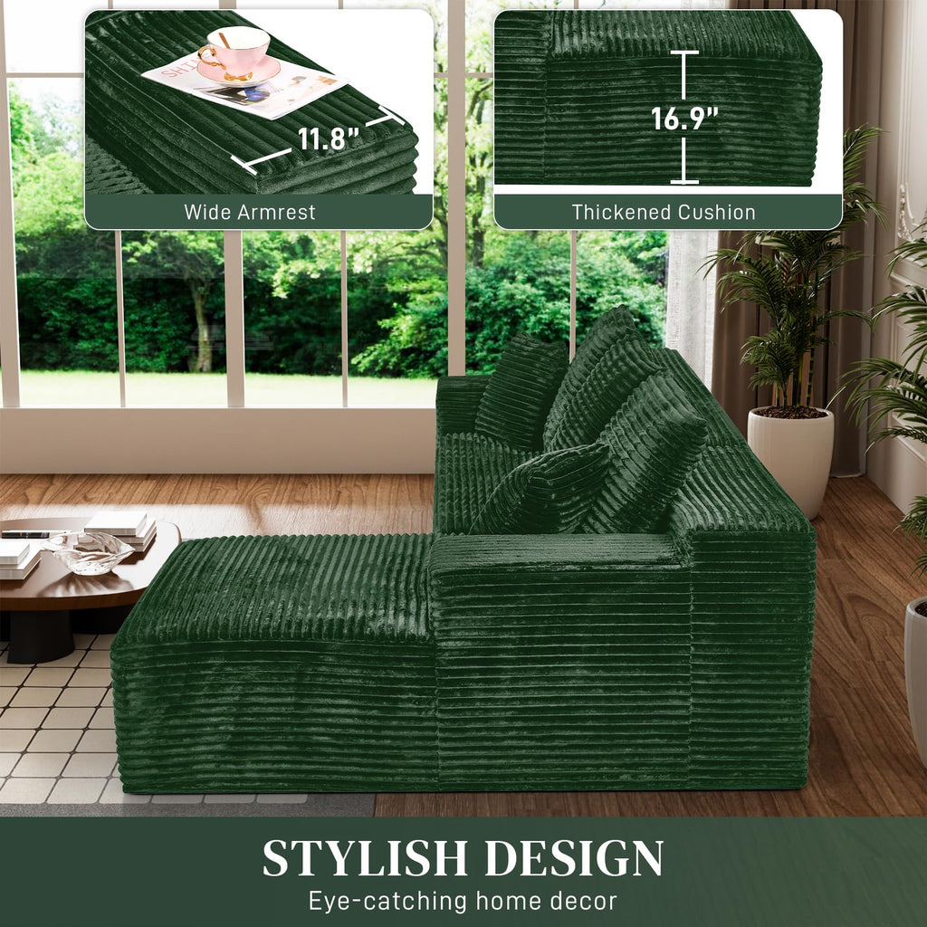 108" Boneless Couch, L Shaped Modular Sectional Sofa