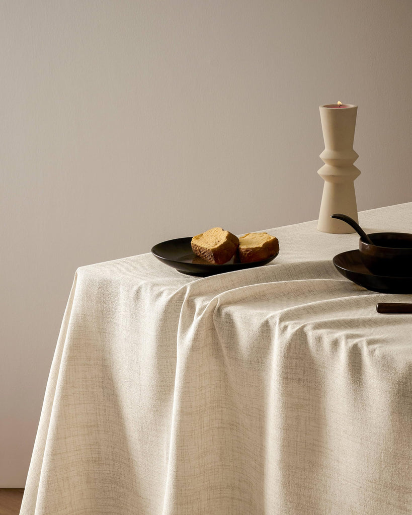 Farmhouse Linen 6 Foot Rectangle Tablecloth, Light Tan 60"x104"
