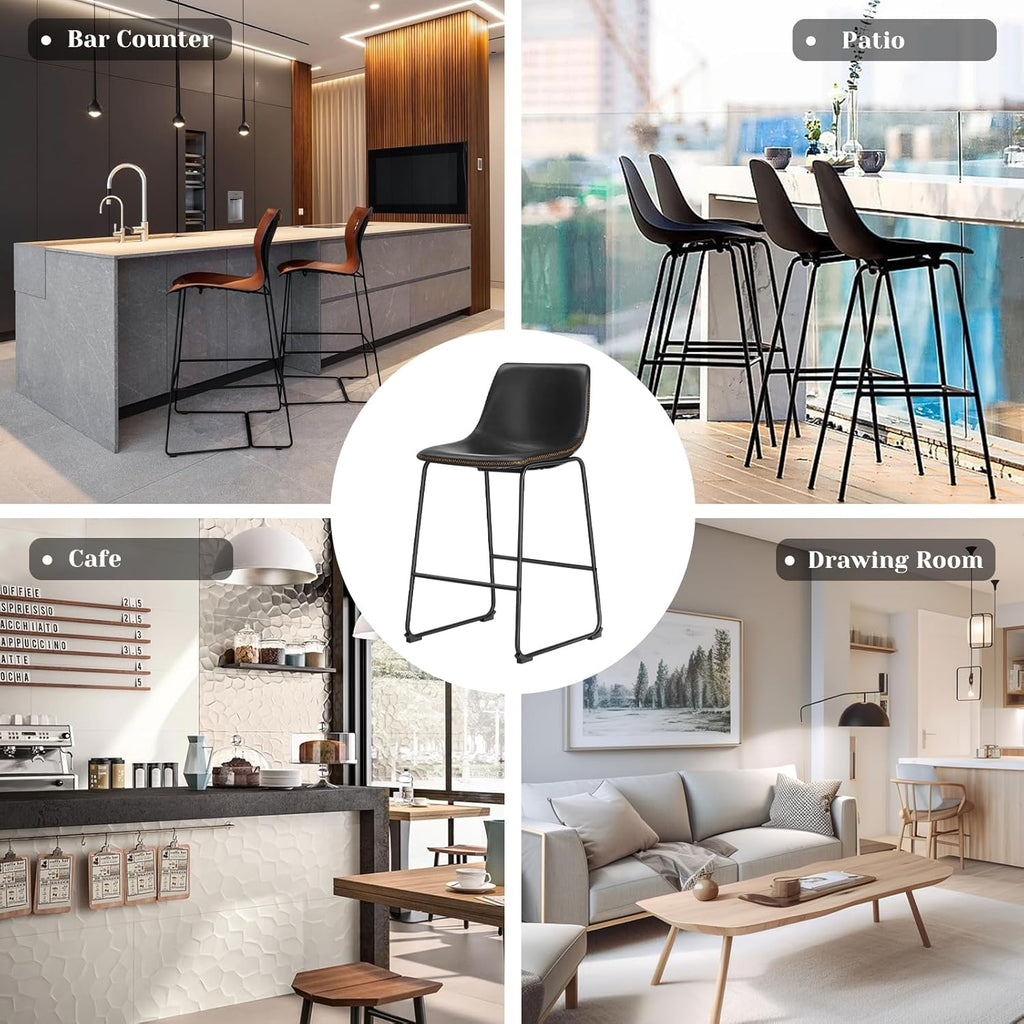 Counter Height Bar Stools Set of 4, 30 inch Height Stool Faux Leather Barstools with Back, Armless