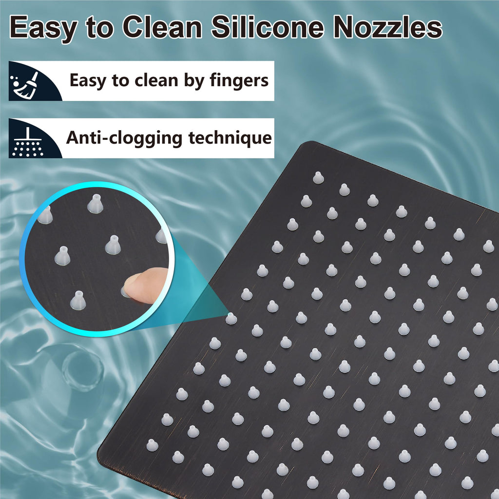 Square Rain Shower Head,High Pressure,Oil Rubbed Bronze 12 Inch