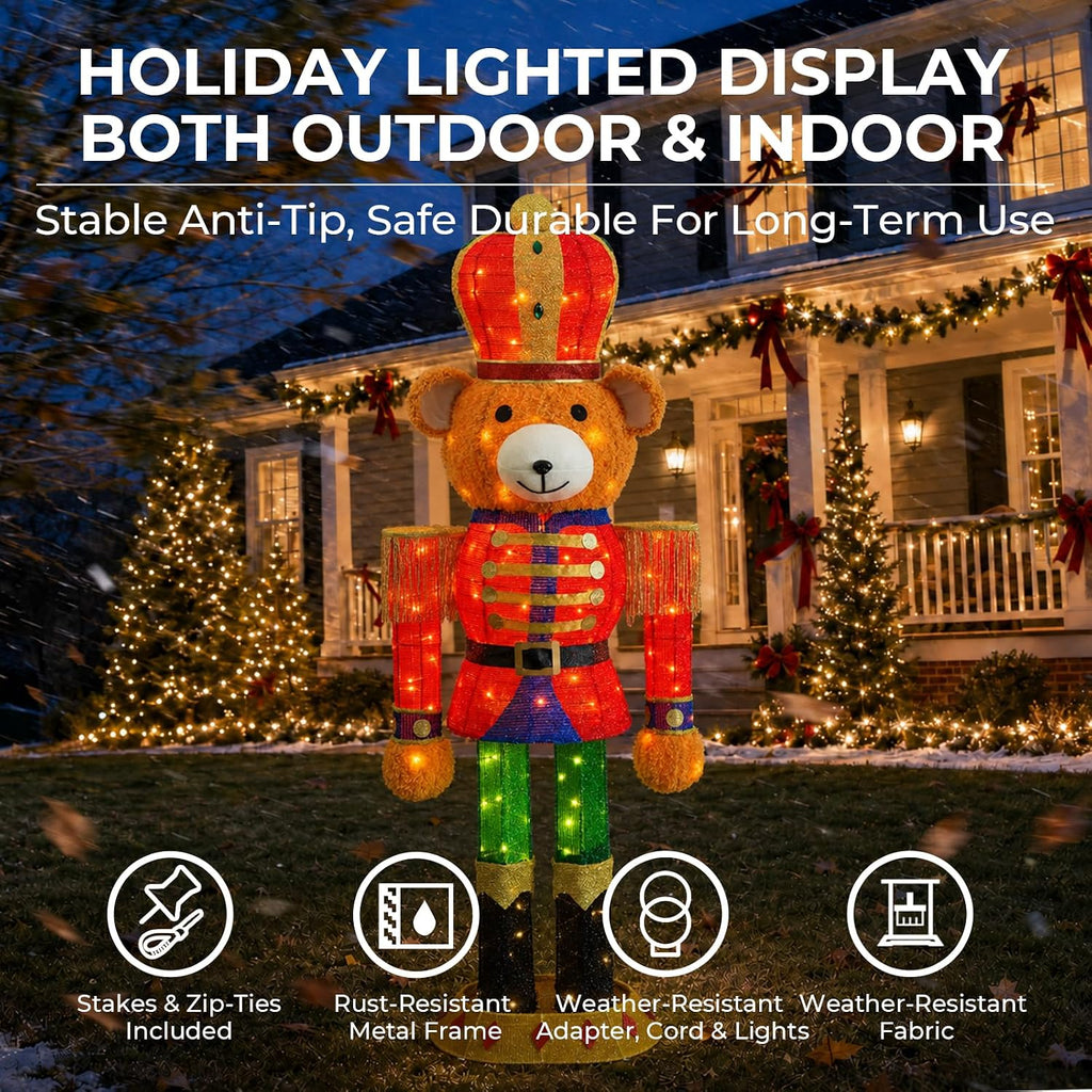 5FT Pop-Up Nutcracker Bear Lighted Outdoor Christmas Decoration