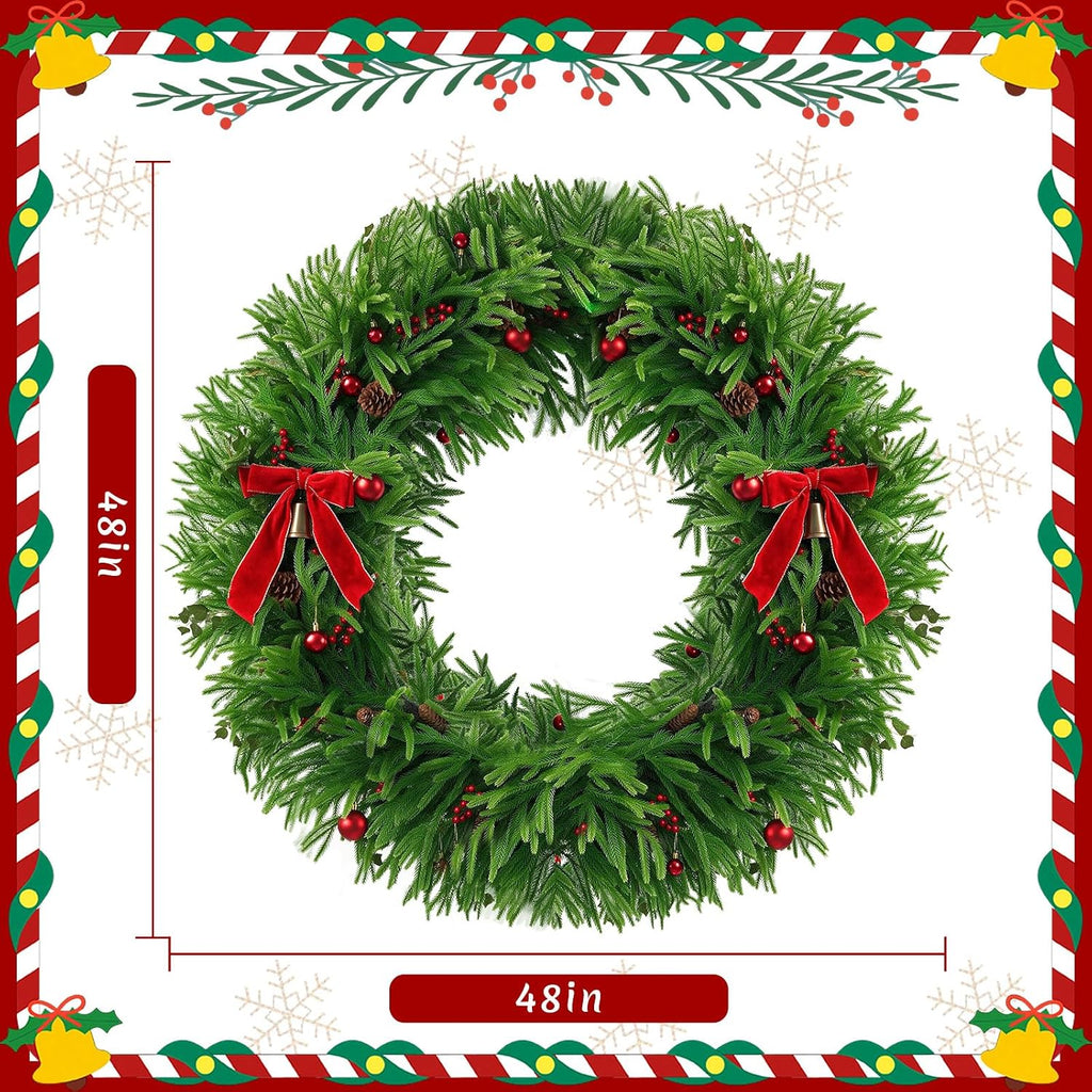 48in Indoor/Outdoor Large Artificial Christmas Wreath, Green