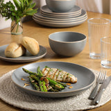 Rockaway 12-Piece Stoneware Dinnerware Set, Matte Finish, Service for 4, Modern Ceramic Plates and Bowls