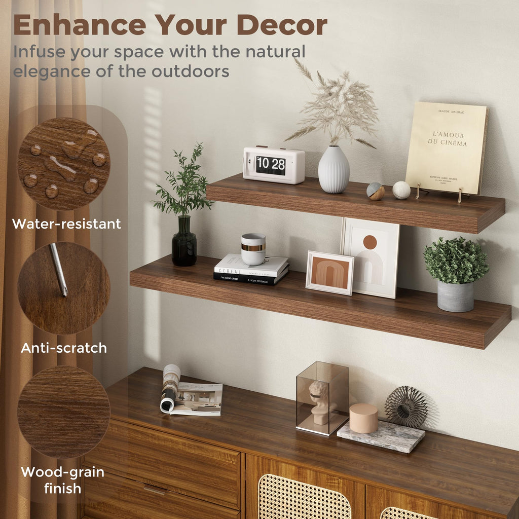 12 Inch Deep Floating Shelves, 67 Inch Long Extra Large Floating Shelves, Wall Shelves with Invisible Bracket