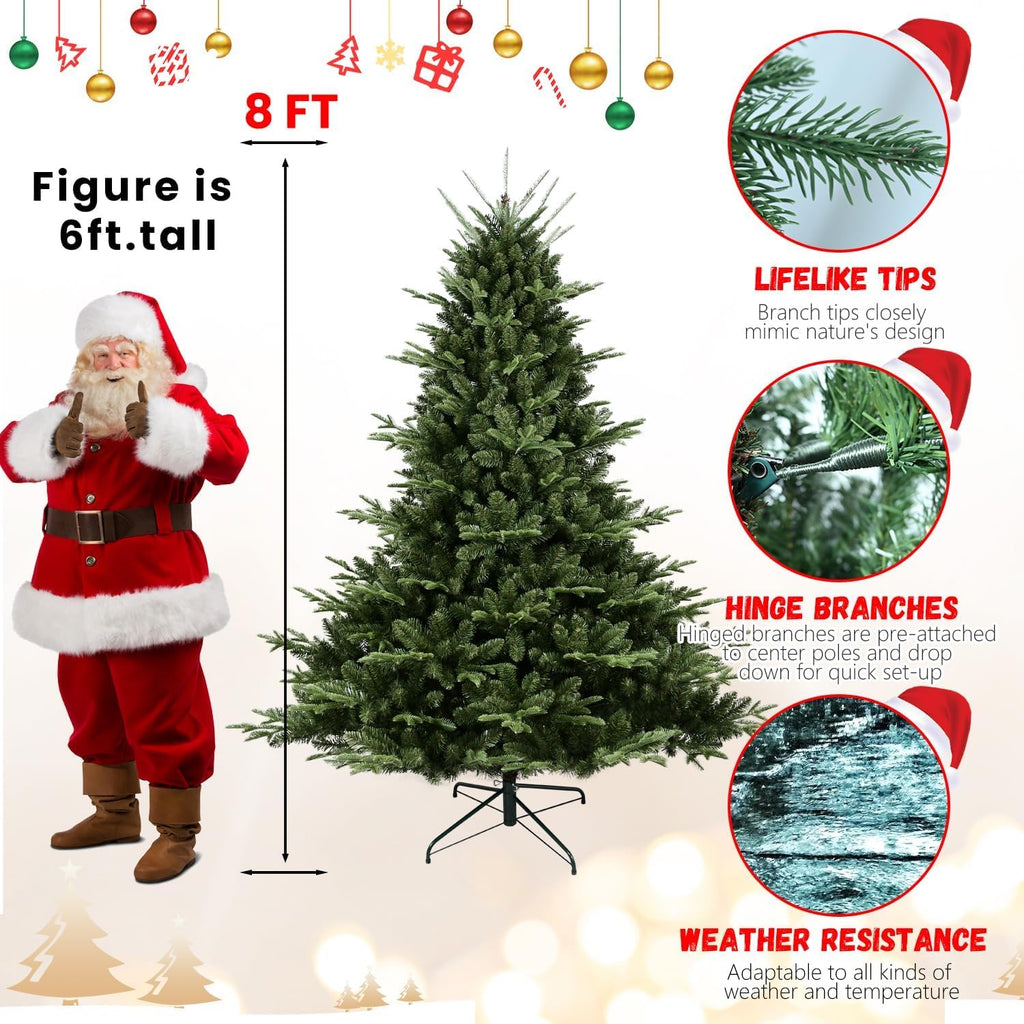 Unlit Artificial Christmas Tree, Premium Spruce Douglas Firs Christmas Tree with 2673 Branch Tips, Realistic Faux