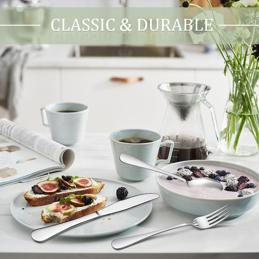 48-Piece Silverware Set with Steak Knives, Stainless Steel Flatware
