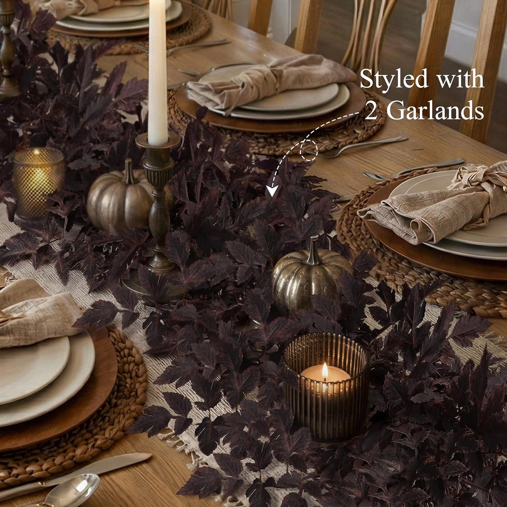 Fall Decor - 6 Ft Plum Cimicifuga Seeded Garland for Mantle Decoration - Set of 6