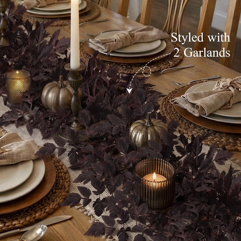 Fall Decorations - 2 Pack 6 Ft Plum Cimicifuga Seeded Garlands - Set of 2