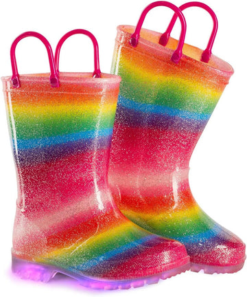 Girls Glitter Rain Boots Kids Light Up Boots