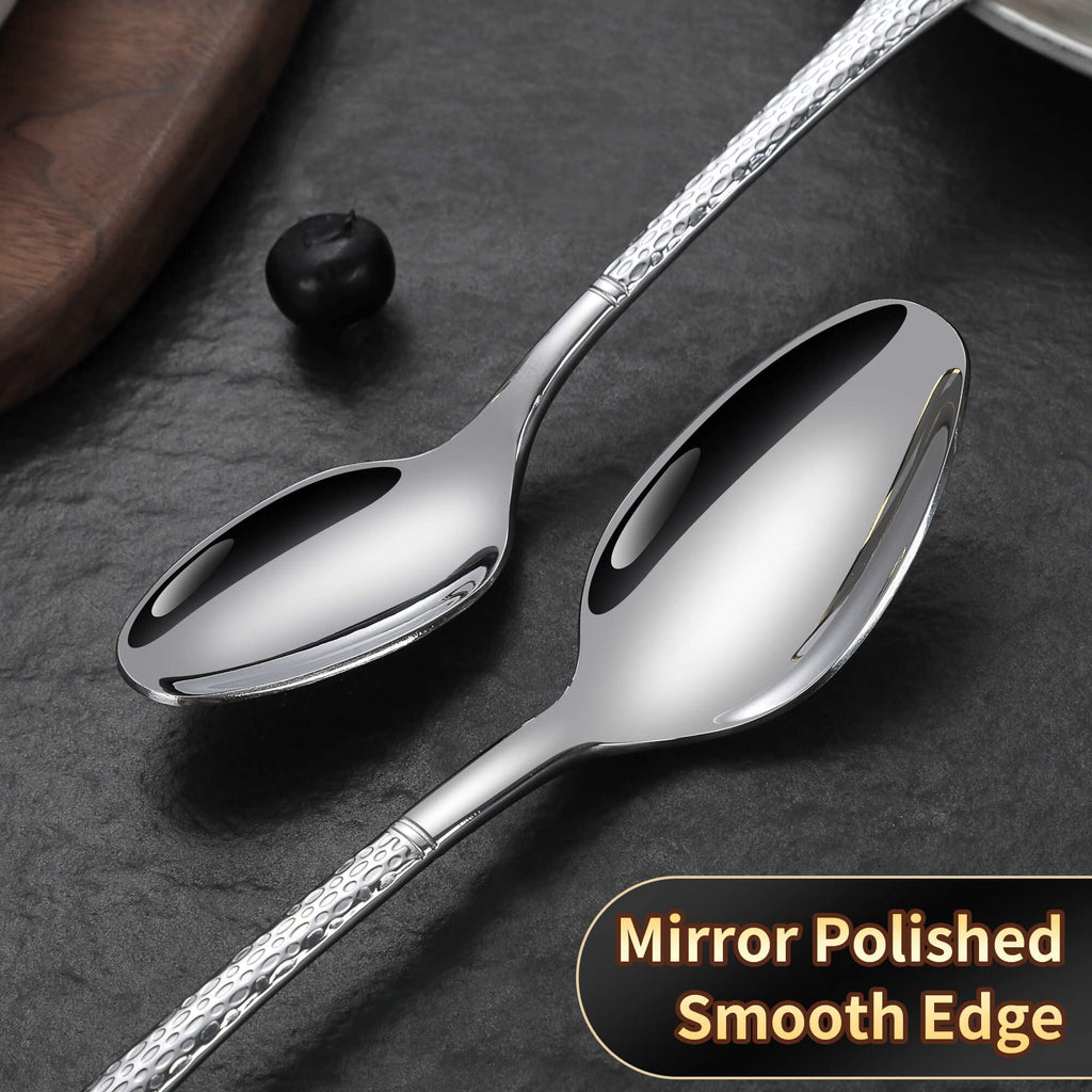 Hammered Silverware Set,20 Piece Modern Flatware Set Service for 4,Mirror Polished Stainless Steel Cutlery Set
