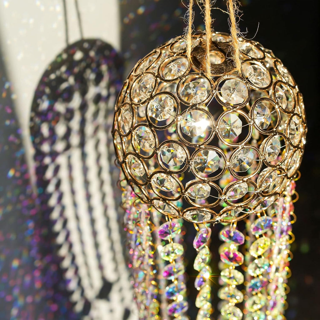 Crystal Suncatcher Wind Chimes Window Hanging Rainbow Maker - 16.7 Inch Chandelier Design, AB Color Crystal Prism