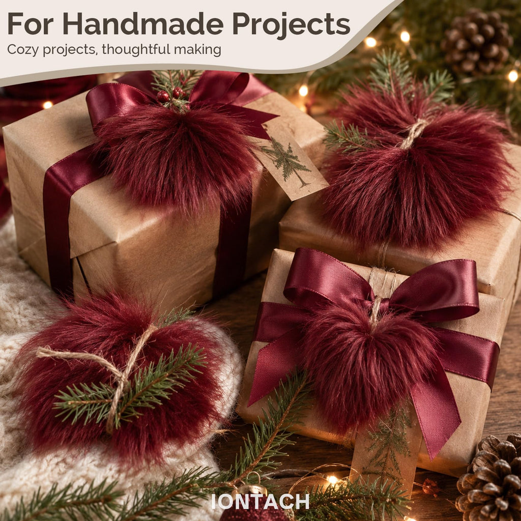10 x 10 Inch Faux Fur Fabric, Shaggy Craft Fur (Burgundy)