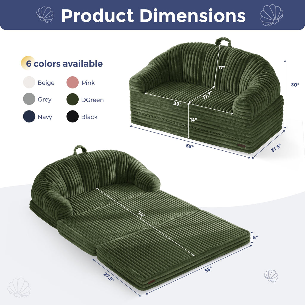 Folding Sofa Bed Chair, Sleeper Chair for Adults, Faux Fur