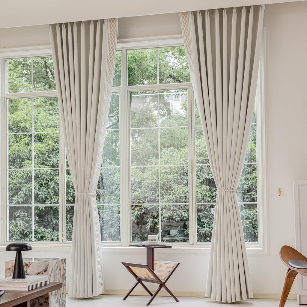 Room Darkening Velvet Curtain Pair, Pinch Pleat Memory Trained Drapes,Dense Smooth and Velvety (Soft Cream, 50" w x