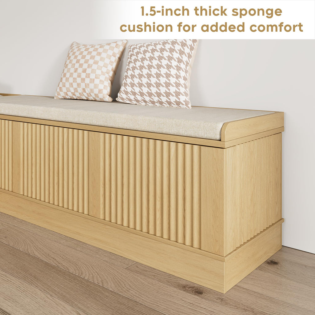 63" Breakfast Nook Table Set with Storage Bench, Natural Wood