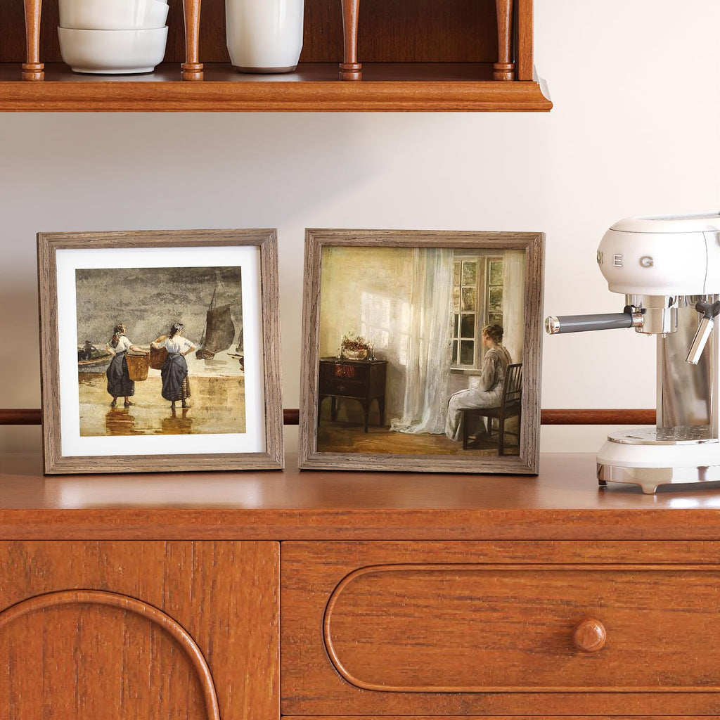 9x9 Picture Frames 4 Pack Brown Solid Wood Square Frames