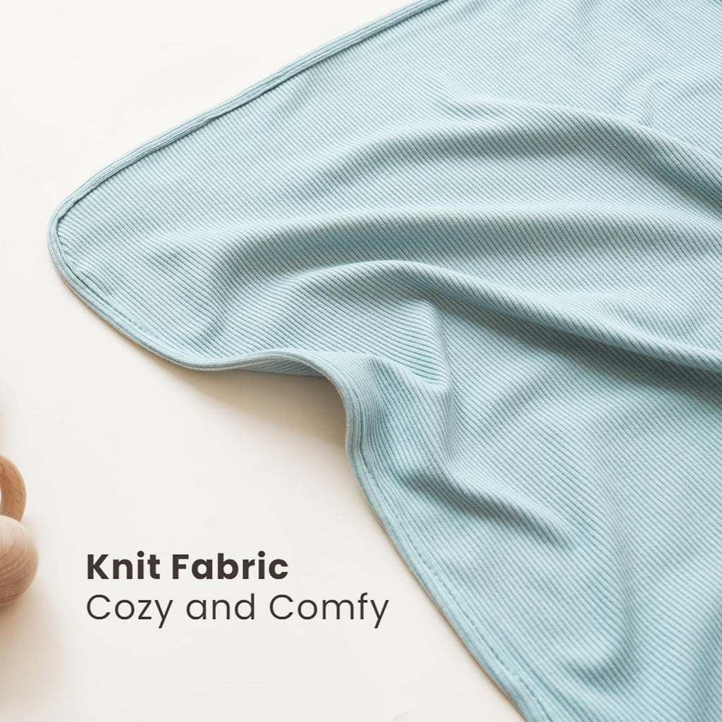 2 Pack Ribbed Knit Swaddle Blankets for Baby Boys & Girls, 33"x42"