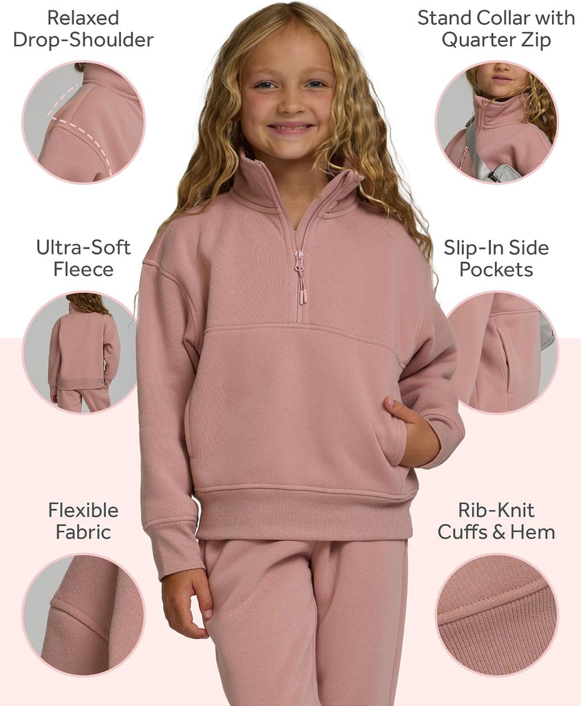 Girls Hoodies 3 Pack Girls Sweatshirt, Crewneck, Quarter Zip Fleece Teen Hoodie