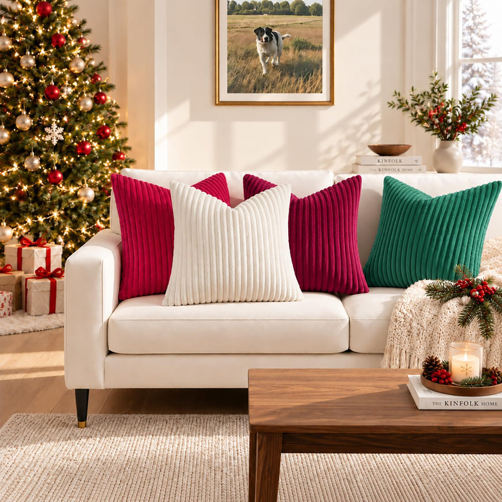 Christmas Soft Green Flannel Throw Pillow Covers 16x16 Set of 2