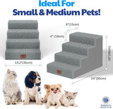 AKC 4-Step Pet Stairs - Durable, Non-Slip Steps for Small Dogs and Cats, Washable Cover, Simple No-Tool Assembly