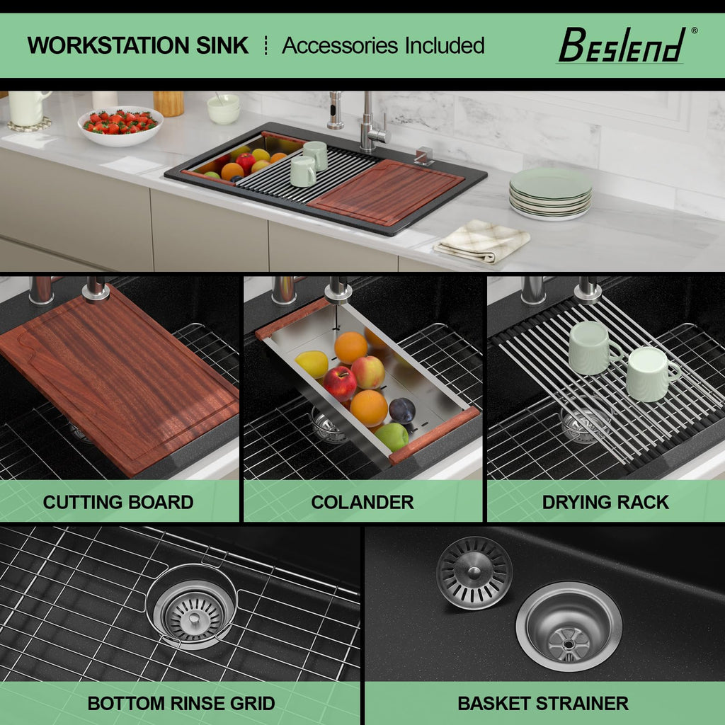 33 Black Granite Composite Kitchen Sink