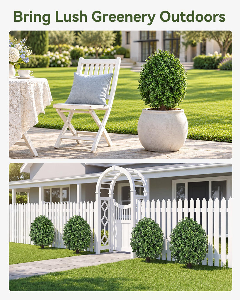 27" Artificial Boxwood Topiary Ball with Ground Spike, Fake Plants 2 Pcs
