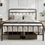 Metal Full Bed Frame - Modern Minimalist Victorian Style with Headboard/Footboard